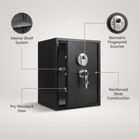 1.45 Cu. Ft. Large Safe with Biometric Lock, Black Matte — infographic