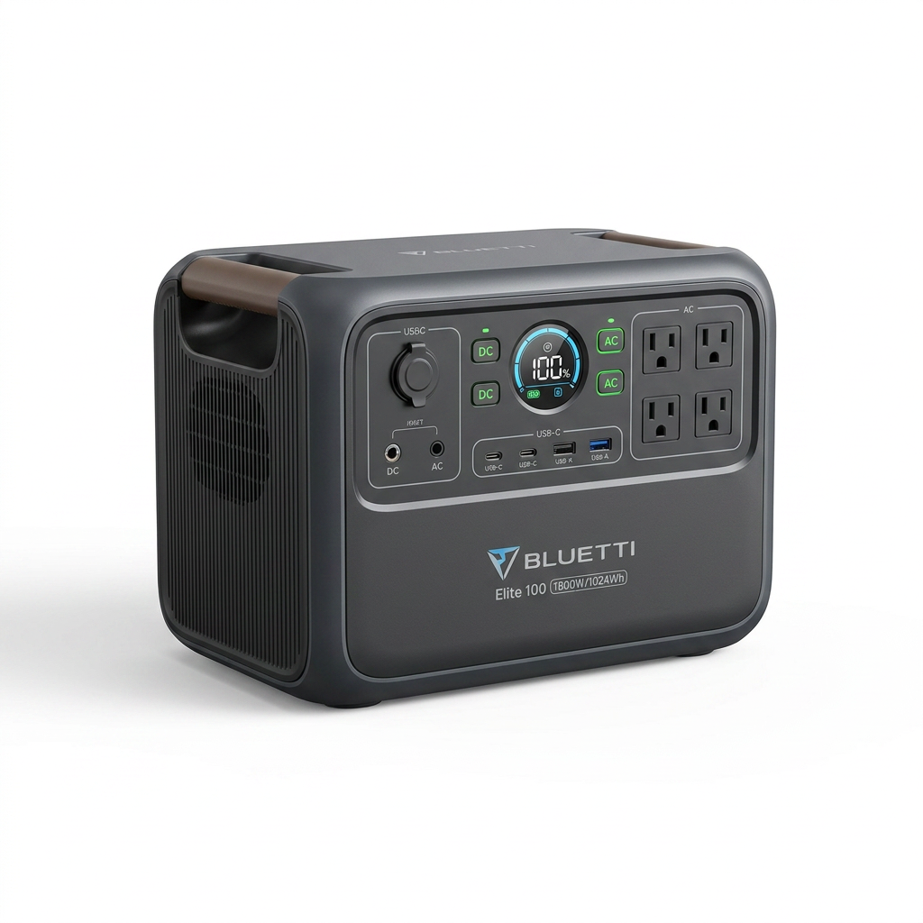 1800W Continuous/3600W Peak Output 1024Wh Portable Power Station, Push Button Start Battery Solar Generator for Outdoors — Studio Shot