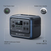 1800W Continuous/3600W Peak Output 1024Wh Portable Power Station, Push Button Start Battery Solar Generator for Outdoors — infographic