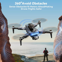 Drones with Camera for Adults 4K, GPS Drone with Obstacle Alert & Auto Return, 54 Mins Flight 3 Batteries, Brushless Motor, Foldable Mini Drone under 249G, 5G Wifi -  P17, Age 14+ (Black,Small)