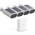 Solar Panel Built-In Smart Security Camera Kit-3Mp and Cross Camera Track with 32GB Storage Home Base, No Monthly Fee