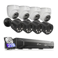 4K Ultra HD 8-Channel 8MP Poe 2TB NVR Security Camera System with 8-Wired Poe IP Cameras, Smart Human Vehicle Detection — Studio Shot