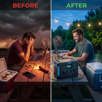 500-Watt Quiet Portable Power Station with Push Button Start Battery Generator for Outdoors, Home, and Solar Charging — Before & After