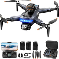 Drones with Camera for Adults 4K, GPS Drone with Obstacle Alert & Auto Return, 54 Mins Flight 3 Batteries, Brushless Motor, Foldable Mini Drone under 249G, 5G Wifi -  P17, Age 14+ (Black,Small)