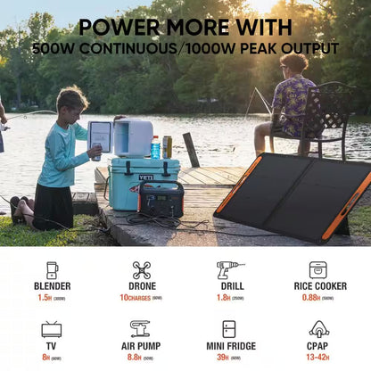 500-Watt Continuous/100-Watt Peak Output Power Station Explorer 550 Push Button Start Battery Generator for Outdoors