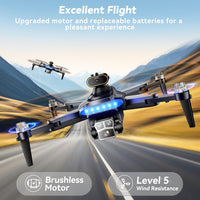 Drones with Camera for Adults 4K, GPS Drone with Obstacle Alert & Auto Return, 54 Mins Flight 3 Batteries, Brushless Motor, Foldable Mini Drone under 249G, 5G Wifi -  P17, Age 14+ (Black,Small)