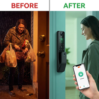 Alexa Voice Control Smart Door Lock Tuya APP 3D Face Recognition Electronic Digital Smart Door Lock with Camera — Before & After