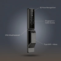 Alexa Voice Control Smart Door Lock Tuya APP 3D Face Recognition Electronic Digital Smart Door Lock with Camera — infographic