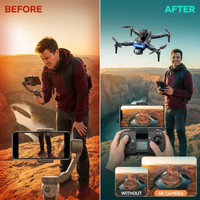 Drones with Camera for Adults 4K, GPS Drone with Obstacle Alert & Auto Return, 54 Mins Flight 3 Batteries, Brushless Motor, Foldable Mini Drone under 249G, 5G Wifi -  P17, Age 14+ (Black,Small) — Before & After