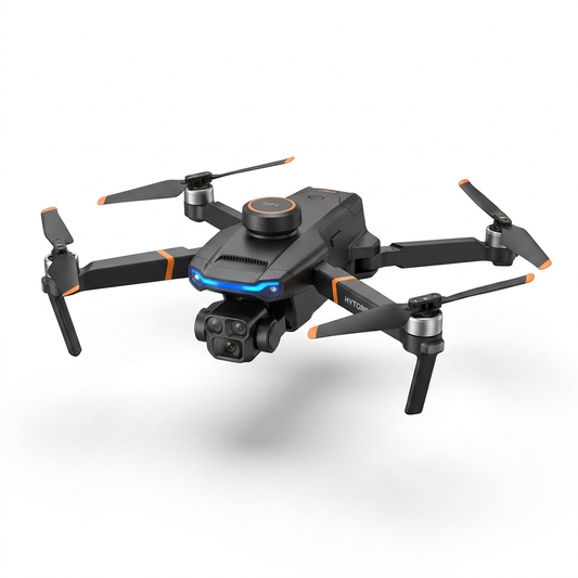 Drones with Camera for Adults 4K, GPS Drone with Obstacle Alert & Auto Return, 54 Mins Flight 3 Batteries, Brushless Motor, Foldable Mini Drone under 249G, 5G Wifi -  P17, Age 14+ (Black,Small) — Studio Shot