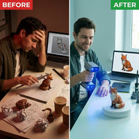 Handheld 3D Scanner Engineered for Precision Capture, 0.03mm Accuracy, 24-Bit Color Camera, Anti-Shake Lenses — Before & After