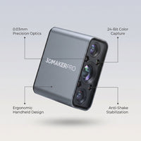 Handheld 3D Scanner Engineered for Precision Capture, 0.03mm Accuracy, 24-Bit Color Camera, Anti-Shake Lenses — infographic
